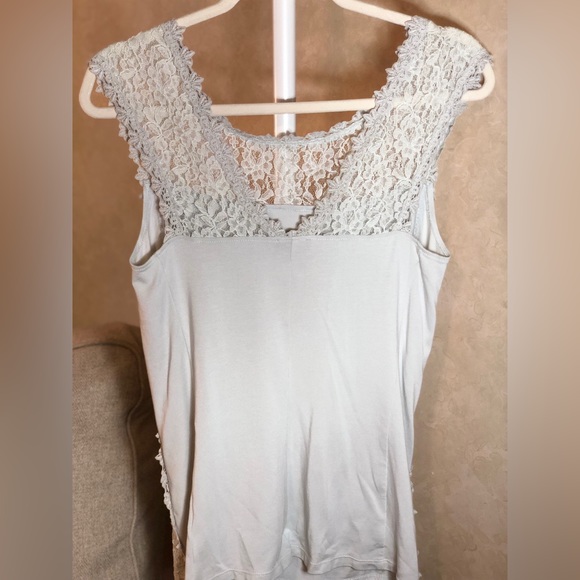 Express size M Lace/cotton top. Icy aqua green - Picture 2 of 4